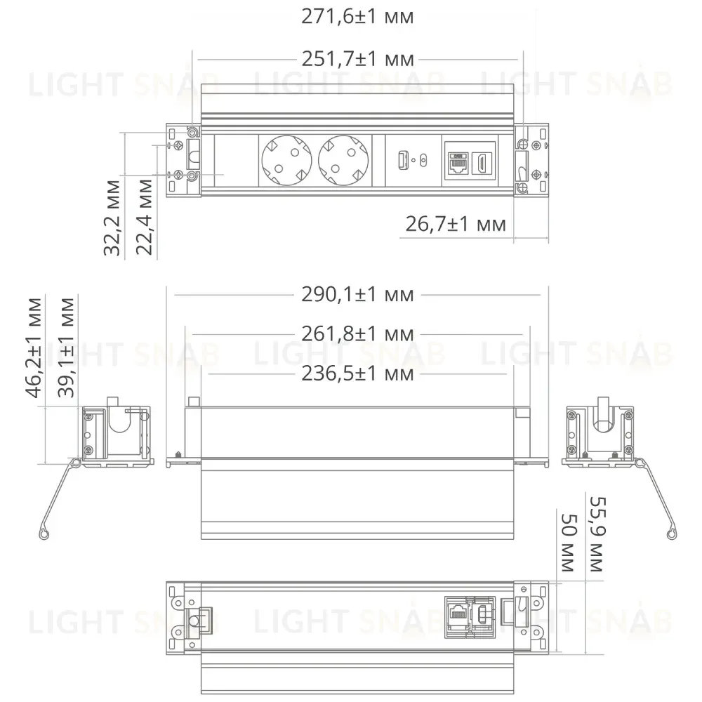 Блок розеток 41P (2 секции, USB + type C + RJ45 + HDMI) Mebax 00-00002595 00-00002595