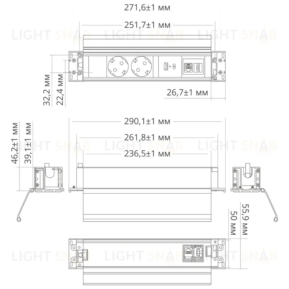Блок розеток 41P (2 секции, USB + type C + RJ45 + HDMI) Mebax 00-00002596 00-00002596