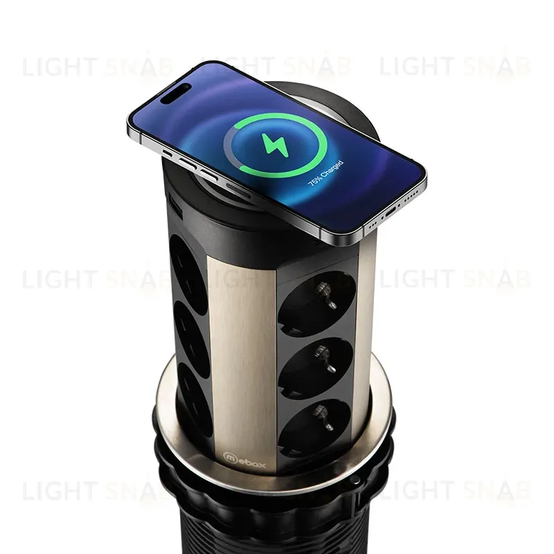 Блок розеток 17 (12 секций и USB type A+C) беспроводная зарядка Mebax 00-00002599 00-00002599