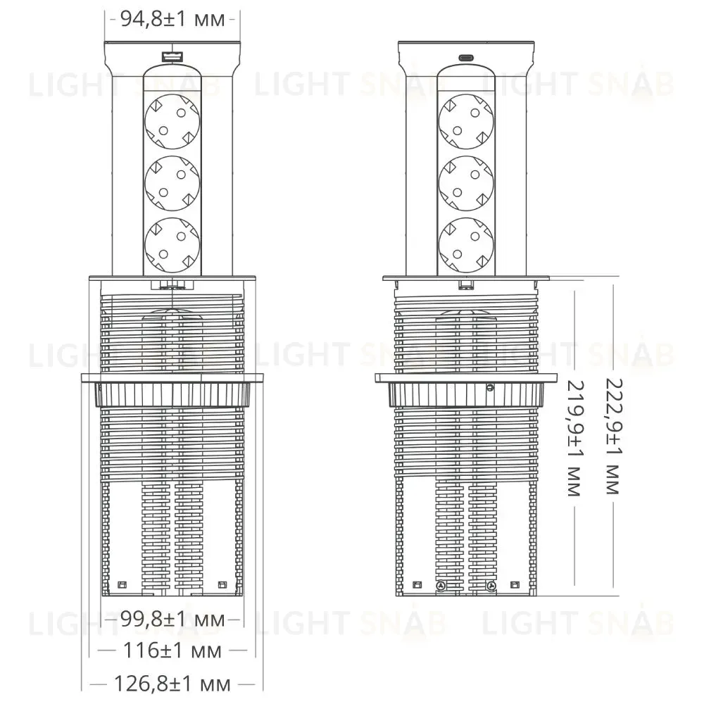Блок розеток 17 (12 секций и USB type A+C) беспроводная зарядка Mebax 00-00002600 00-00002600