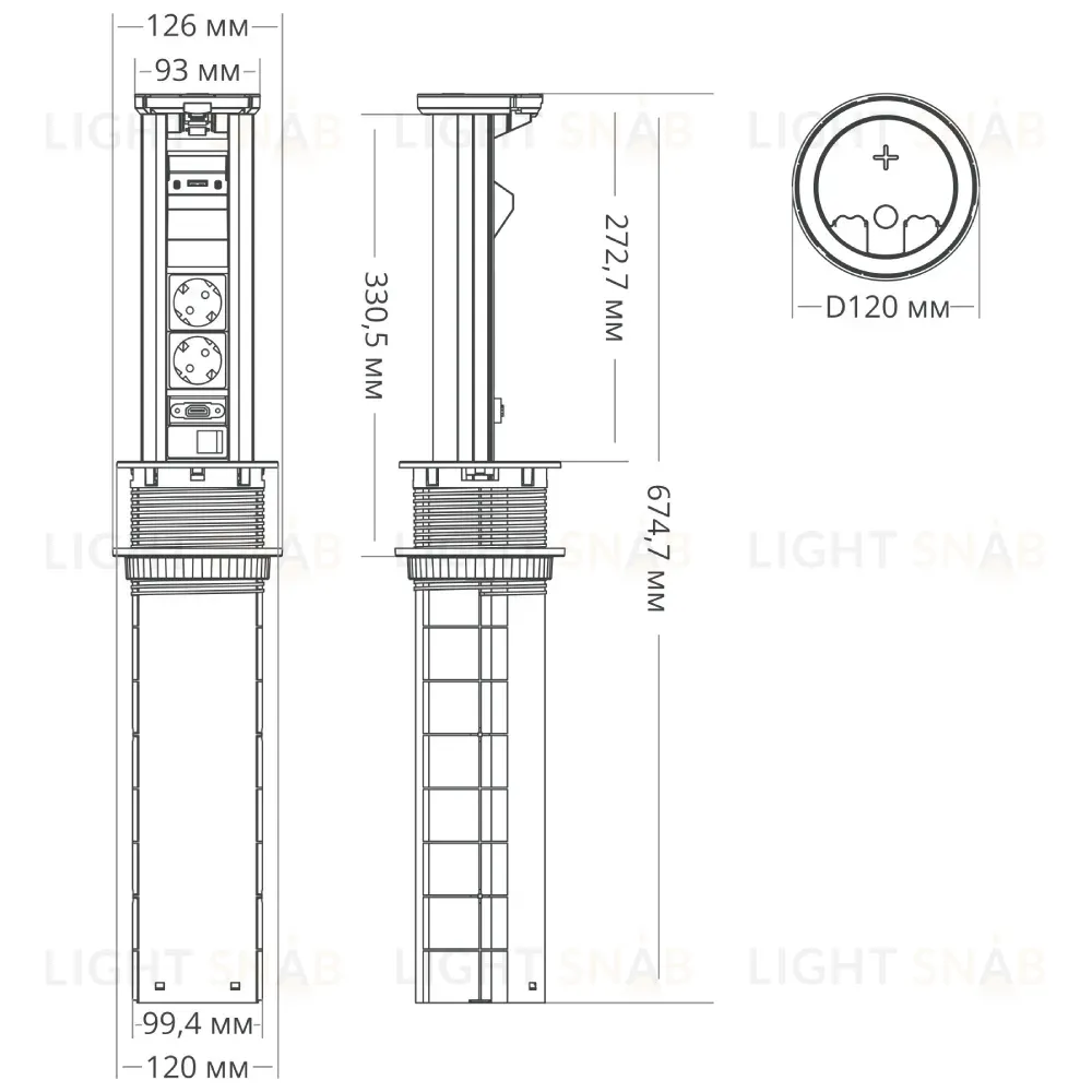Блок розеток 12J (2 секции, USB type A+C + RJ45 + HDMI) беспроводная зарядка Mebax 00-00002597 00-00002597