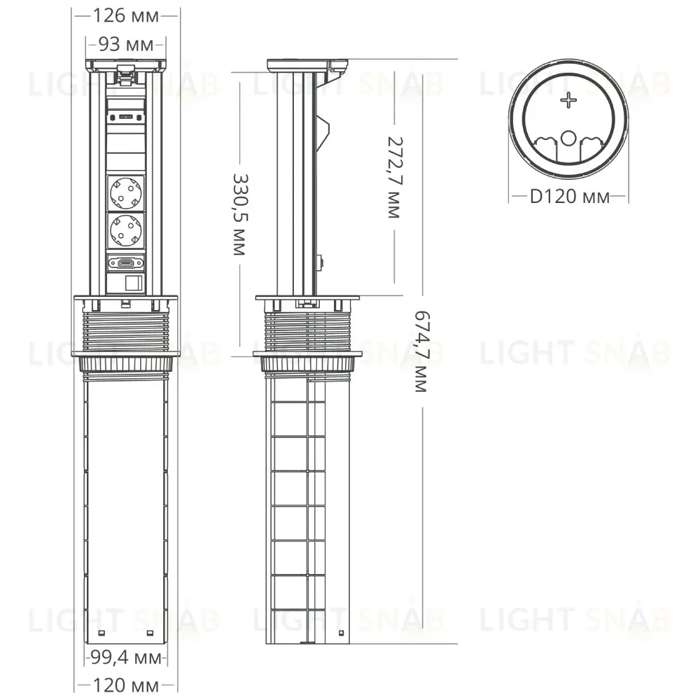 Блок розеток 12J (2 секции, USB type A+C + RJ45 + HDMI) беспроводная зарядка Mebax 00-00002598 00-00002598