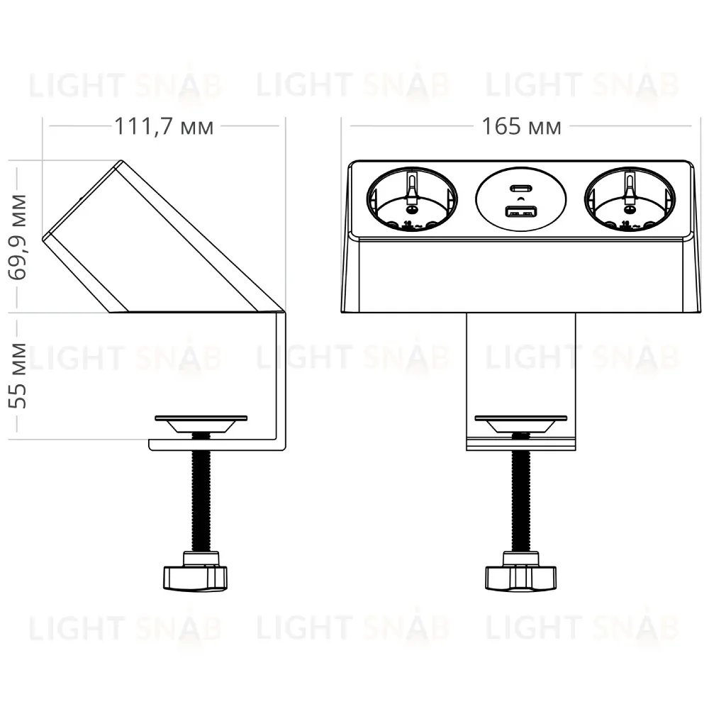 Блок розеток 10A (2 секции, USB и Type C) Mebax 00-00002739 00-00002739