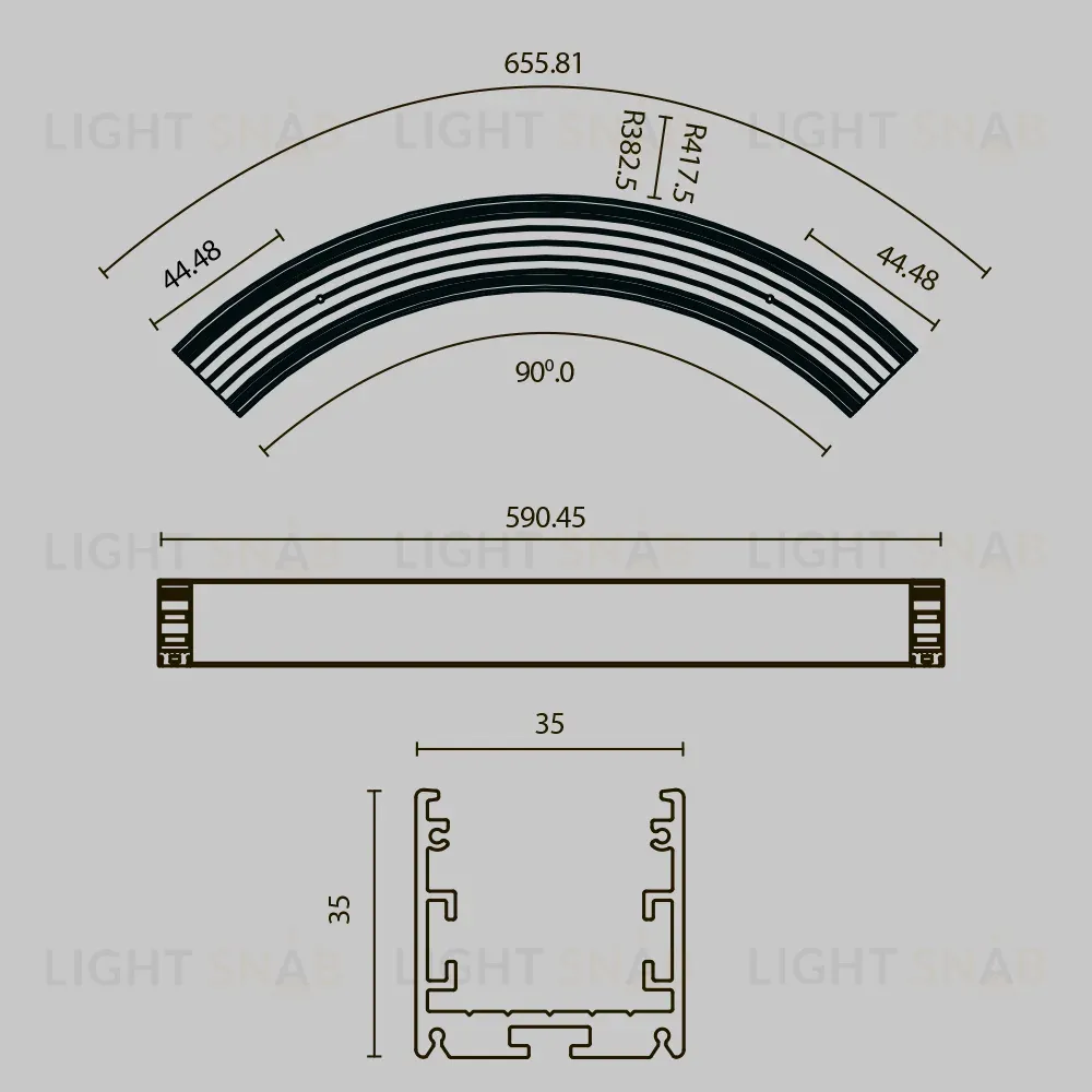 Радиусный профиль Maytoni Led strip ALM-3535R-B-D-90°-0.8M ALM-3535R-B-D-90°-0.8M