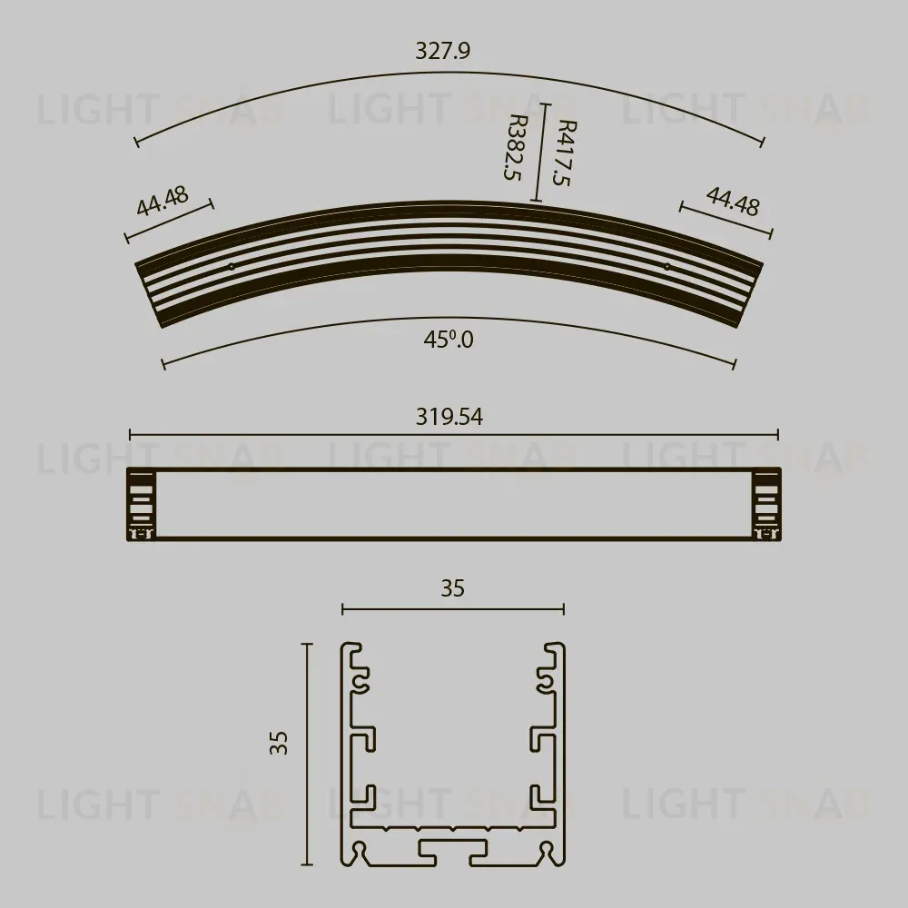 Радиусный профиль Maytoni Led strip ALM-3535R-B-D-45°-0.8M ALM-3535R-B-D-45°-0.8M