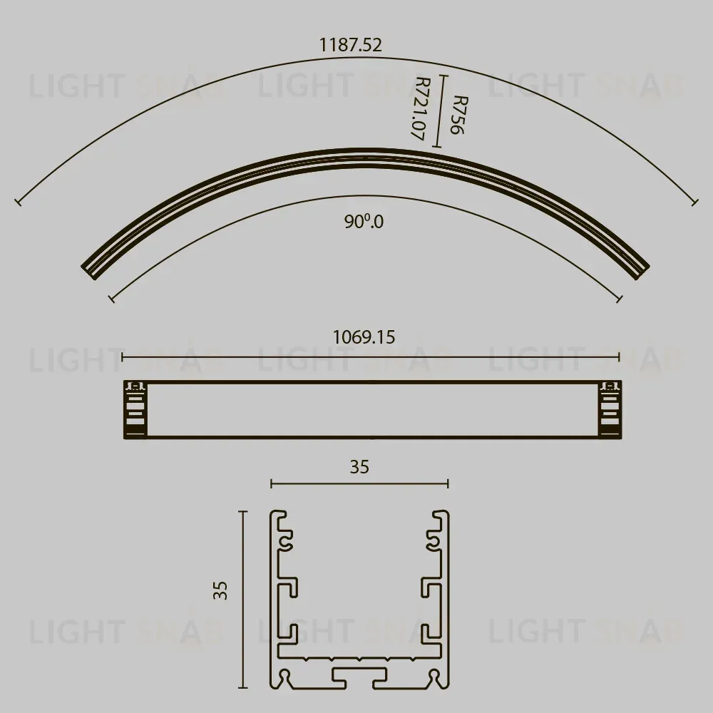 Радиусный профиль Maytoni Led strip ALM-3535R-B-IN-90°-1.5M ALM-3535R-B-IN-90°-1.5M