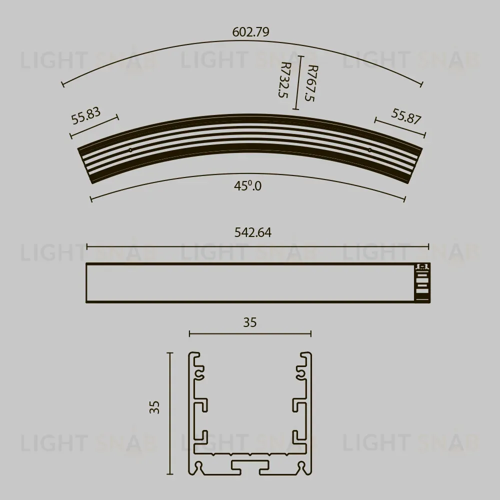 Радиусный профиль Maytoni Led strip ALM-3535R-B-D-45°-1.5M ALM-3535R-B-D-45°-1.5M