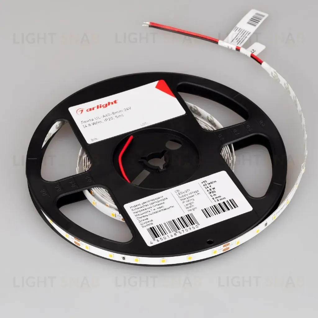Светодиодная лента Arlight UL-A60-8mm 24V Warm3500 (4.8 W/m, IP20, 5m) 050584 050584