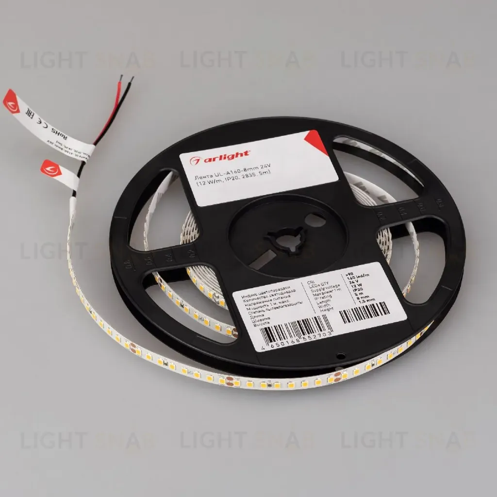 Светодиодная лента Arlight UL-A160-8mm 24V Warm3500 (12 W/m, IP20, 2835, 5m) 042314 042314