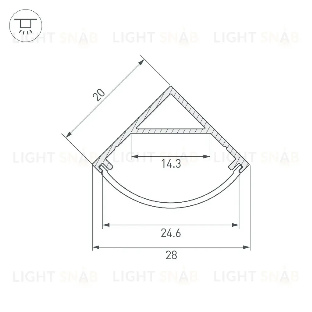 Алюминиевый профиль Arlight SL-KANT-H20-2000 ANOD 049015 049015