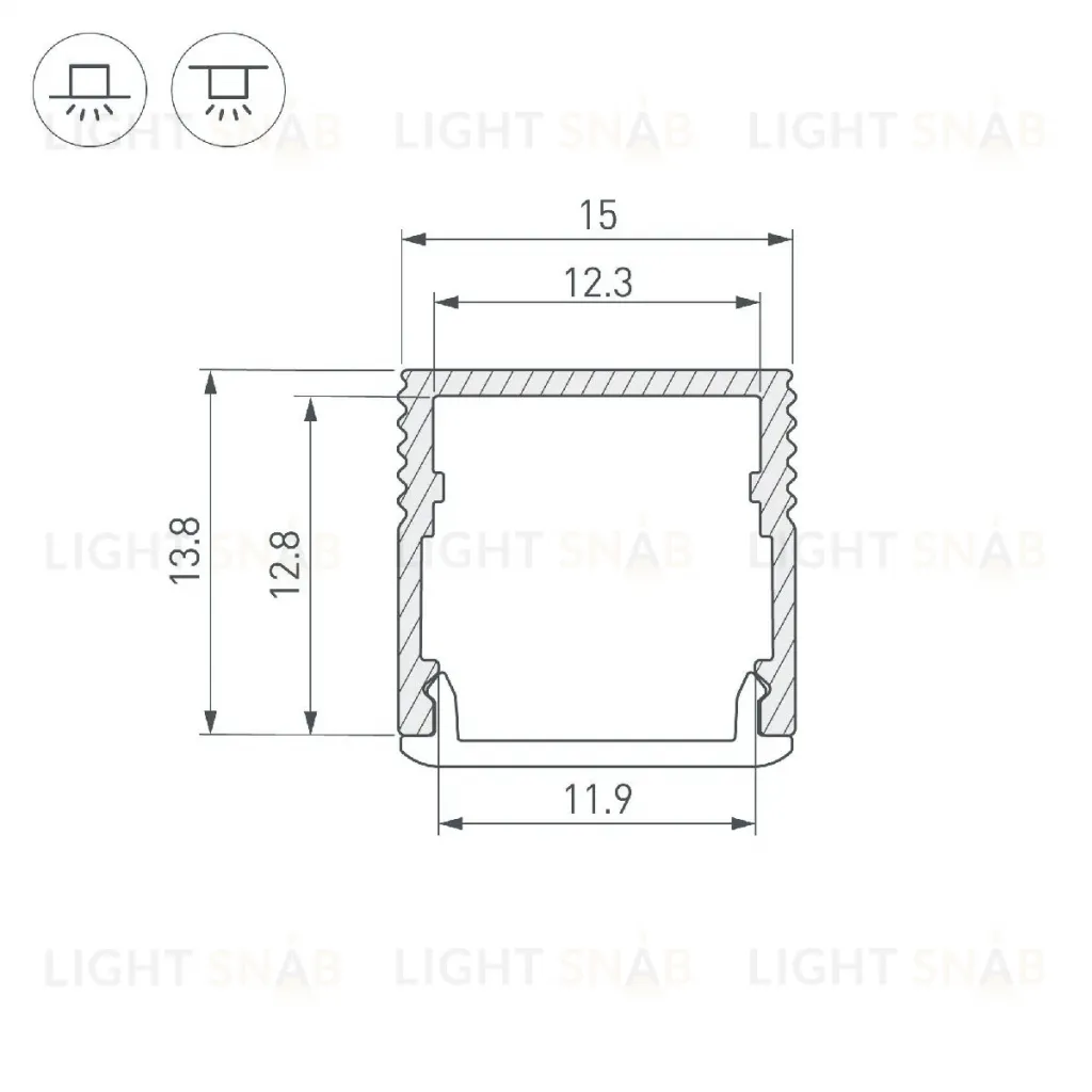 Алюминиевый профиль Arlight SL-MINI-15-2000 BLACK 049020 049020