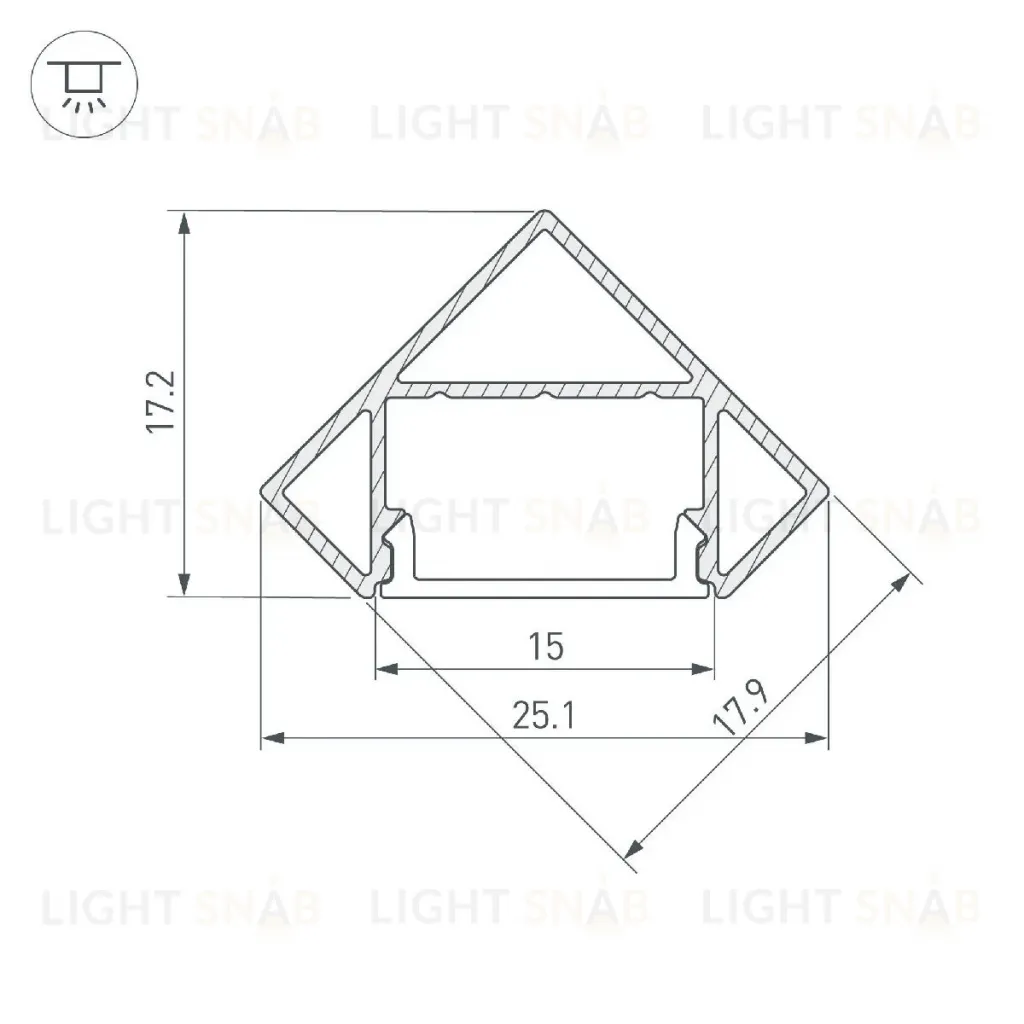 Алюминиевый профиль Arlight SL-KANT-H18-2000 BLACK 049430 049430