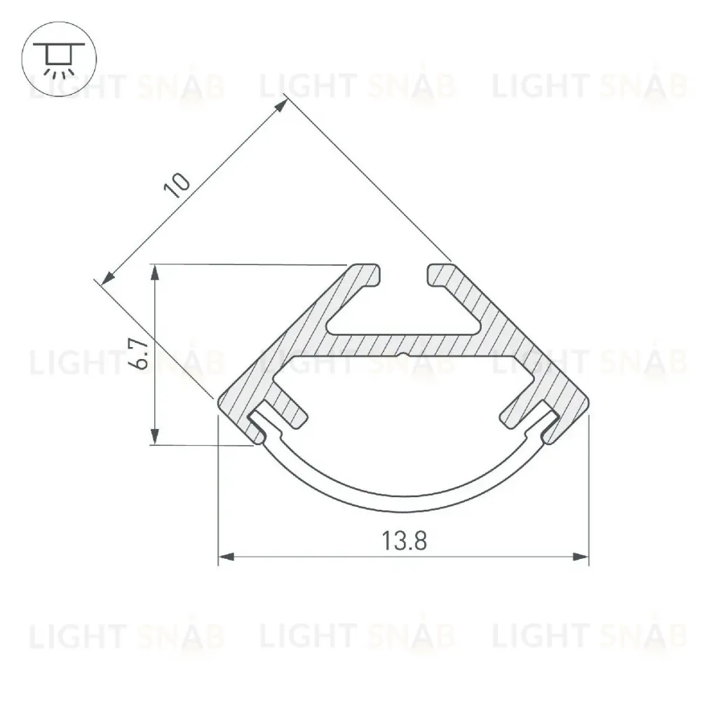 Алюминиевый профиль Arlight SL-KANT-H10-2000 ANOD 049013 049013