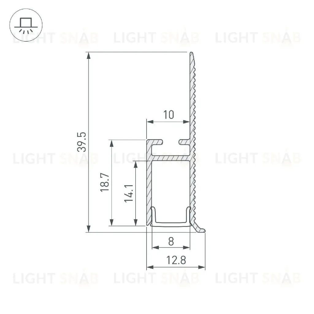 Алюминиевый профиль Arlight WALL-FANTOM-BENT-W10-SIDE-2000 ANOD 043694(1) 043694(1)