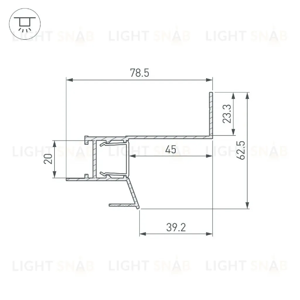 Алюминиевый профиль Arlight СEIL-S18-SHADOW-SIDE-3000 ANOD BLACK 047639 047639