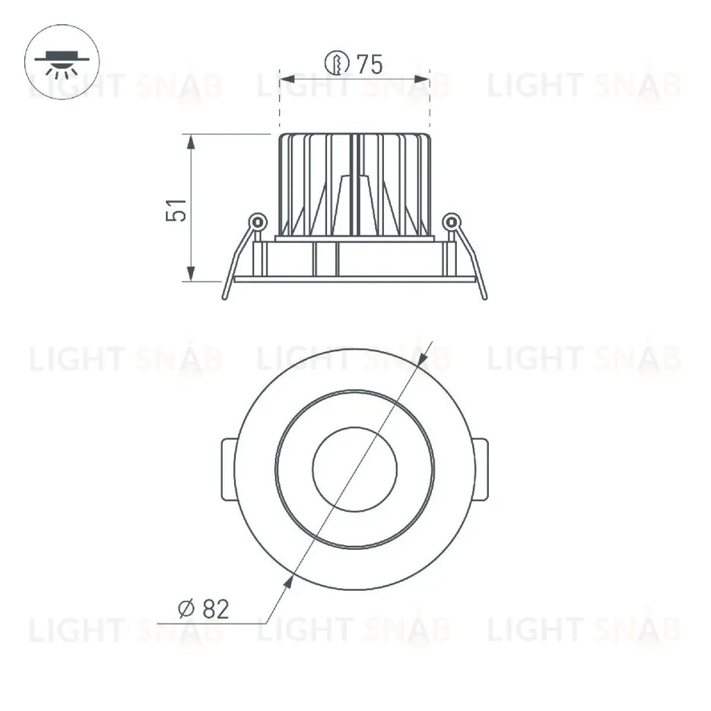 Встраиваемый светильник Arlight MS-FORECAST-BUILT-TURN-R82-8W Warm3000 037187(1) 037187(1)