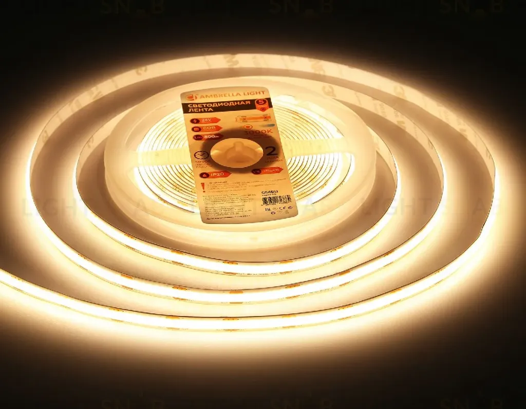 Светодиодная лента Ambrella Light Illumination 24В COB 10Вт/м 3000K 5м IP20 GS4651 GS4651