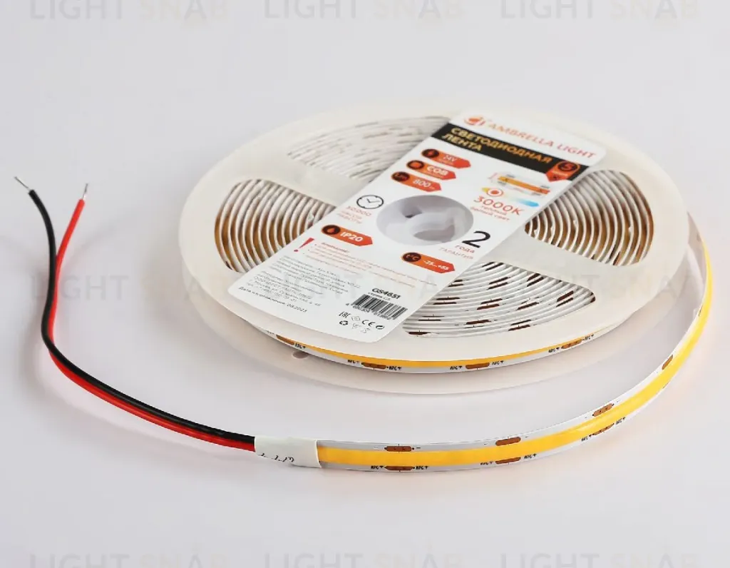 Светодиодная лента Ambrella Light Illumination 24В COB 10Вт/м 3000K 5м IP20 GS4651 GS4651