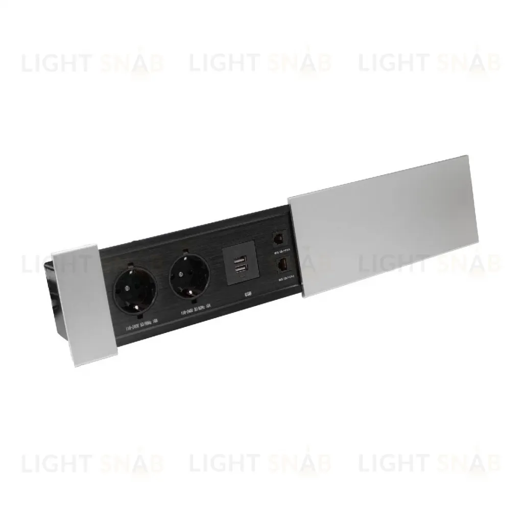 Блок розеток JX (Slide Top) (2 секции RJ-45 + 2 USB с кабелем питания) Mebax 00-00002890 00-00002890