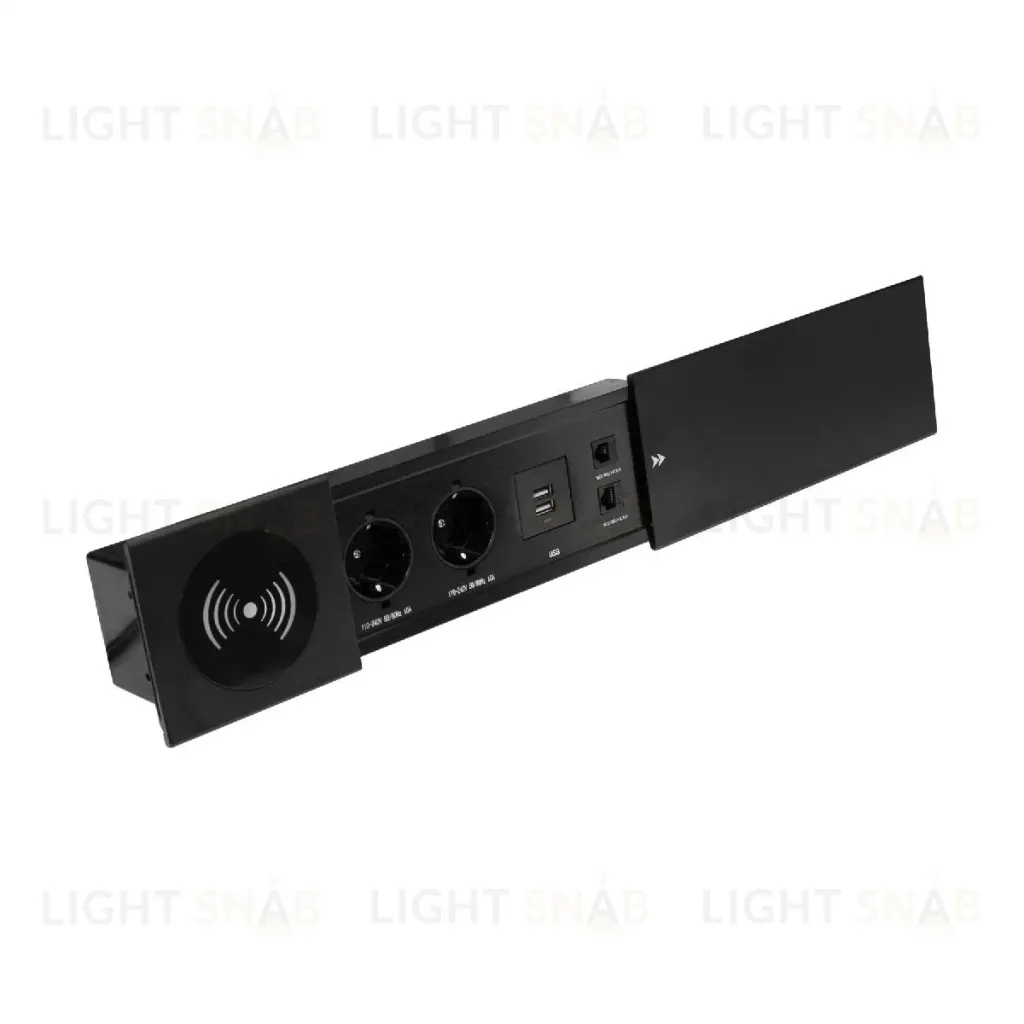 Блок розеток JX (Slide Top) (2 секции RJ-45 + 2 USB беспр.зарядка с кабелем питания) Mebax 00-00002893 00-00002893