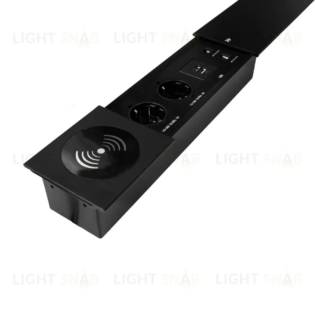 Блок розеток JX (Slide Top) (2 секции RJ-45 + 2 USB беспр.зарядка с кабелем питания) Mebax 00-00002893 00-00002893