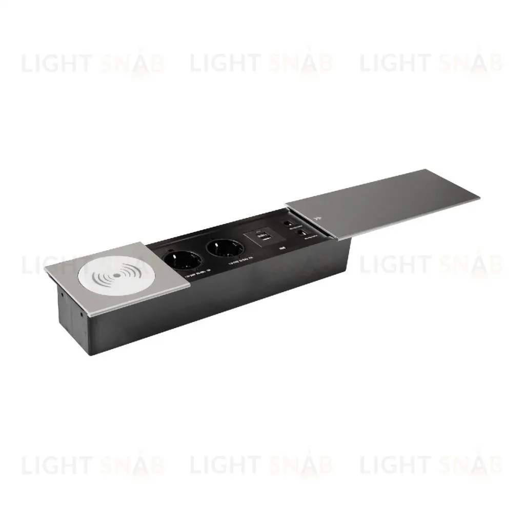 Блок розеток JX (Slide Top) (2 секции RJ-45 + 2 USB беспр.зарядка с кабелем питания) Mebax 00-00002892 00-00002892