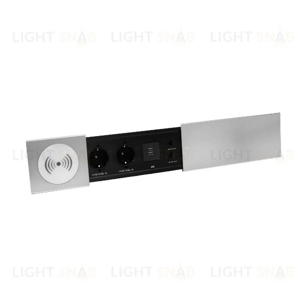 Блок розеток JX (Slide Top) (2 секции RJ-45 + 2 USB беспр.зарядка с кабелем питания) Mebax 00-00002892 00-00002892