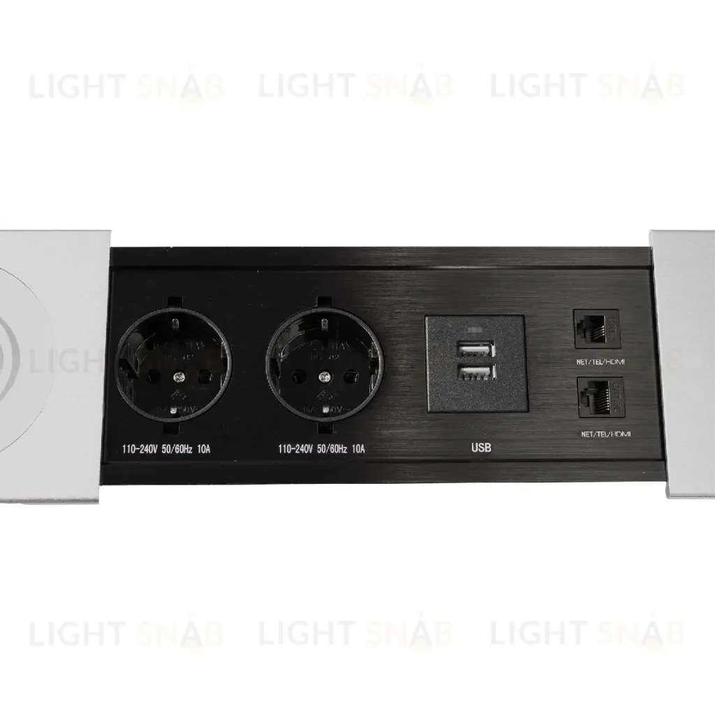 Блок розеток JX (Slide Top) (2 секции RJ-45 + 2 USB беспр.зарядка с кабелем питания) Mebax 00-00002892 00-00002892