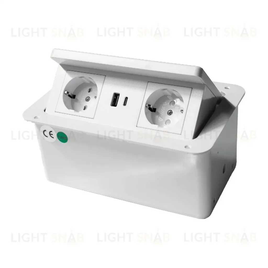 Блок розеток LK-DMS-742 (2 секции полуавтоматический 2 USB беспроводная зарядка) Mebax 00-00002869 00-00002869