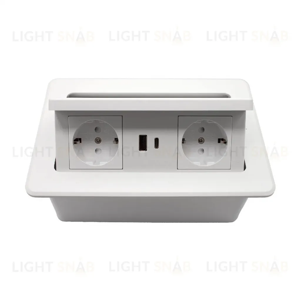 Блок розеток LK-DMS-742 (2 секции полуавтоматический 2 USB беспроводная зарядка) Mebax 00-00002869 00-00002869
