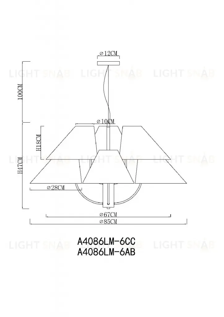 Подвесная люстра Arte Lamp Rondo A4086LM-6AB A4086LM-6AB