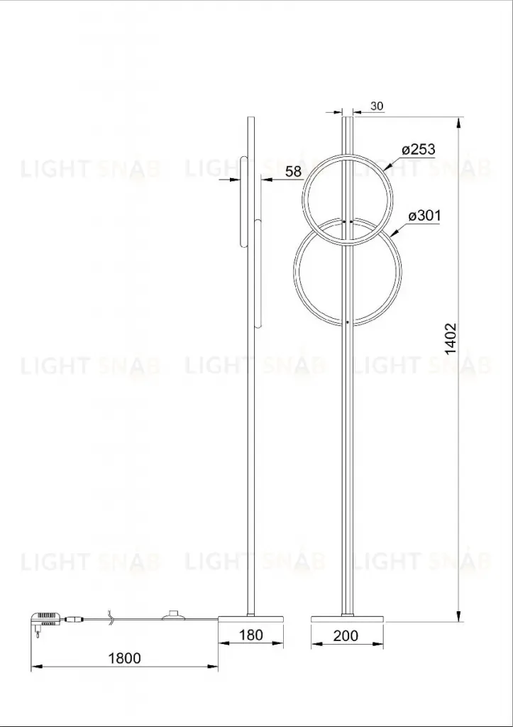 Торшер Arte Lamp Fluido A3913PN-24BK A3913PN-24BK