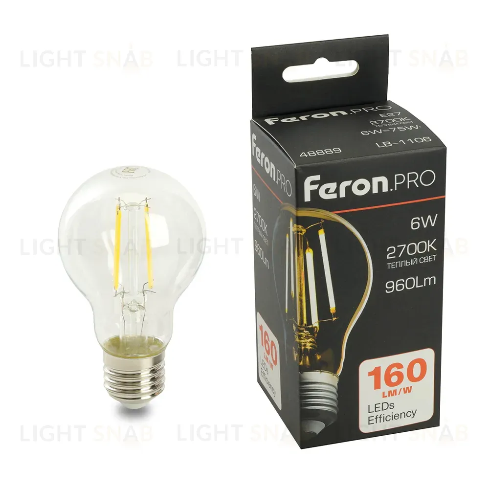 Светодиодная лампа Feron LB-1106 E27 6W 2700K 48889 48889
