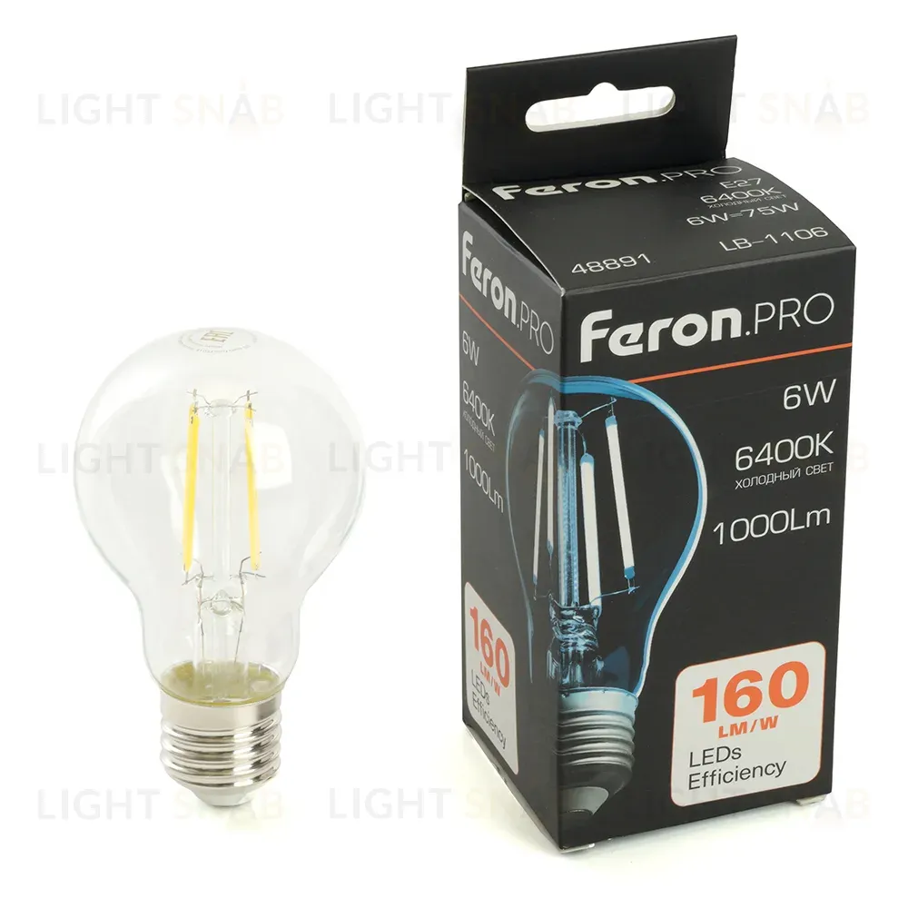 Светодиодная лампа Feron LB-1106 E27 6W 6400K 48891 48891