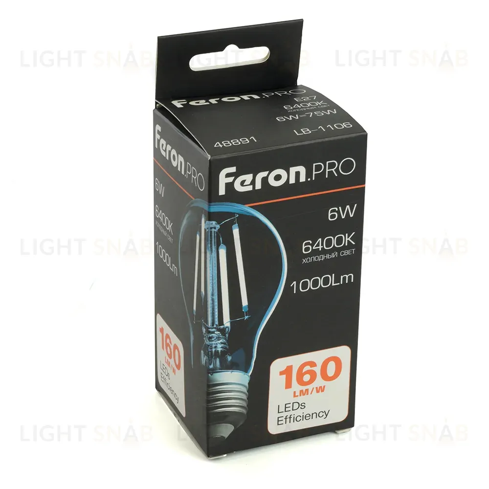 Светодиодная лампа Feron LB-1106 E27 6W 6400K 48891 48891