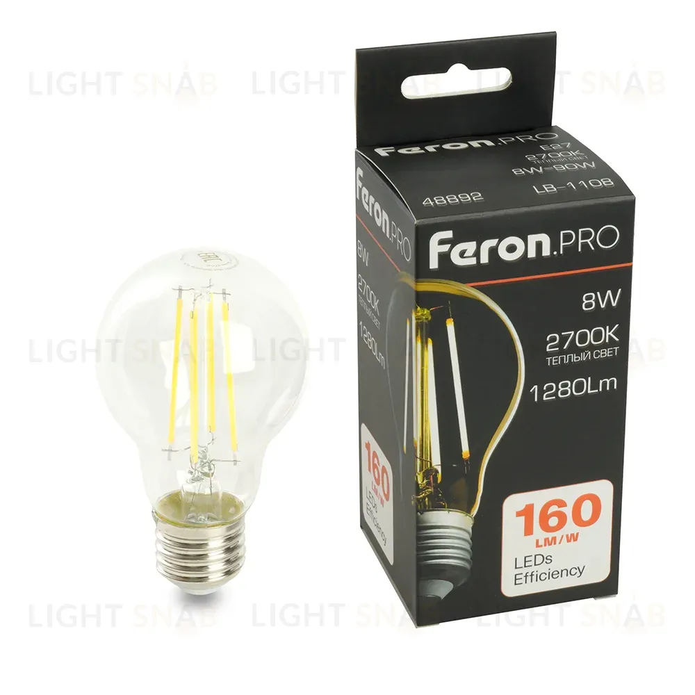 Светодиодная лампа Feron LB-1108 E27 8W 2700K 48892 48892