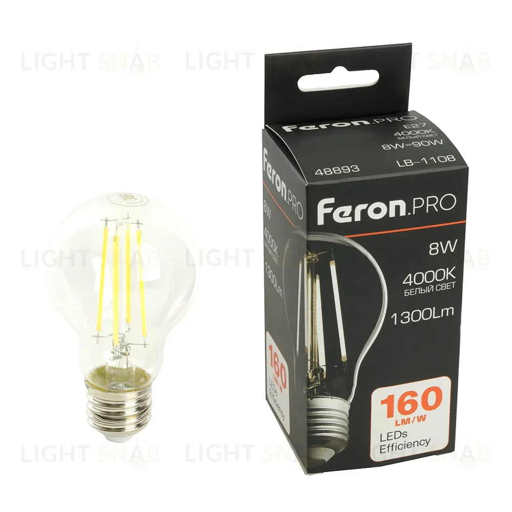 Светодиодная лампа Feron LB-1108 E27 8W 4000K 48893 48893