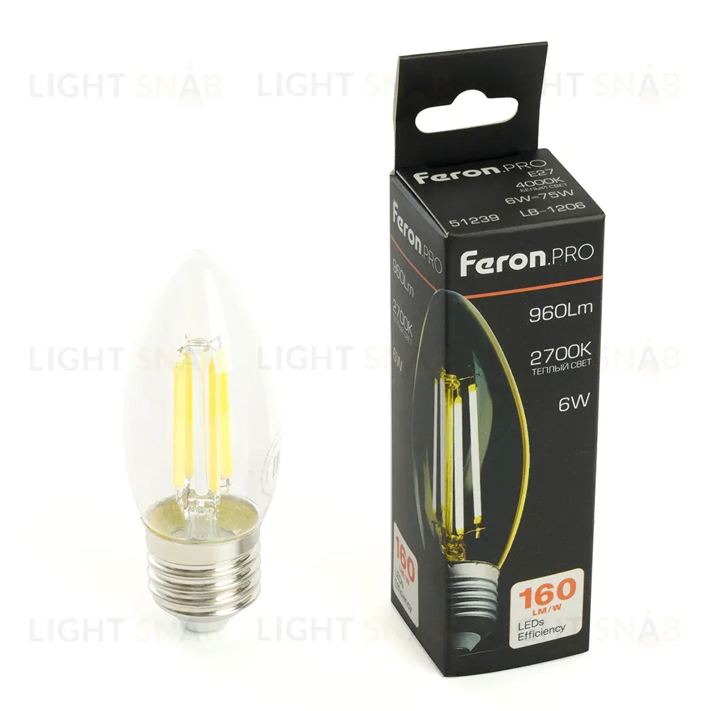 Светодиодная лампа Feron LB-1206 E27 6W 2700K 51238 51238