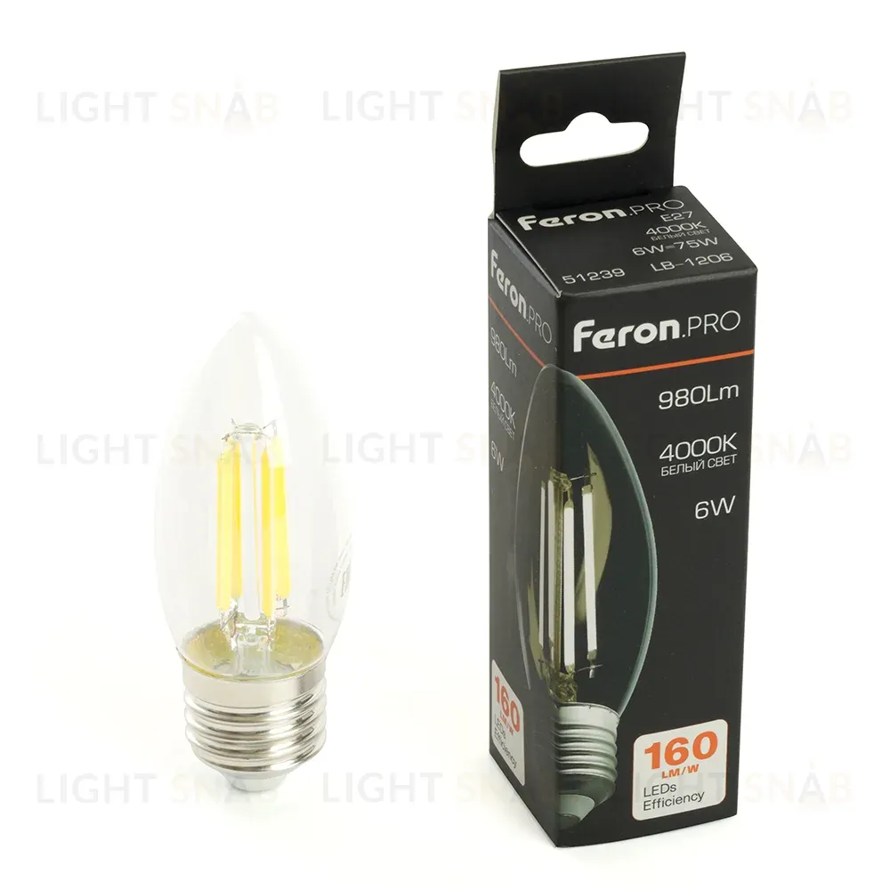 Светодиодная лампа Feron LB-1206 E27 6W 4000K 51239 51239