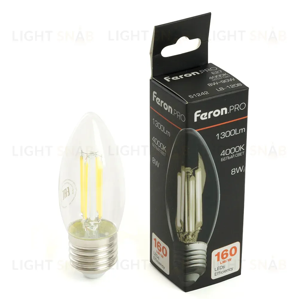 Светодиодная лампа Feron LB-1208 E27 8W 4000K 51242 51242