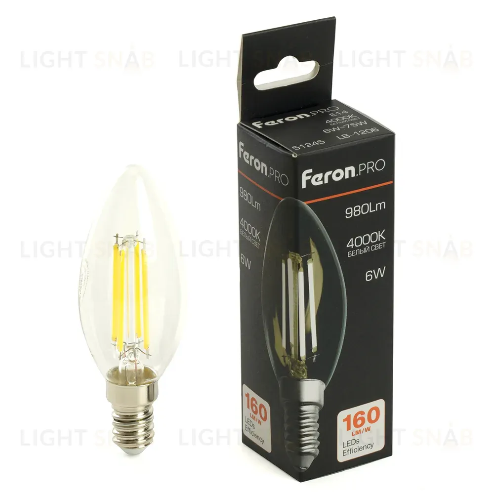 Светодиодная лампа Feron LB-1206 E14 6W 4000K 51245 51245