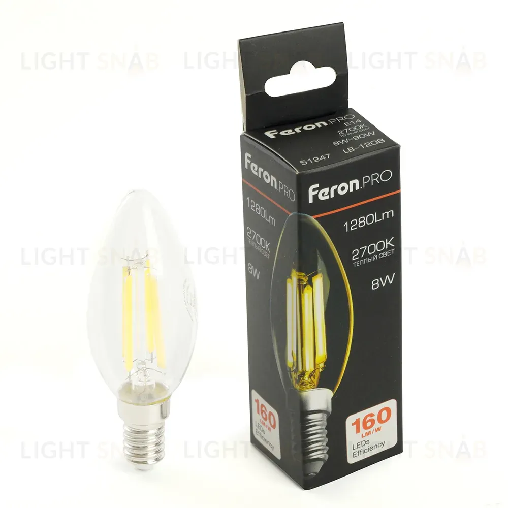 Светодиодная лампа Feron LB-1208 E14 8W 2700K 51247 51247