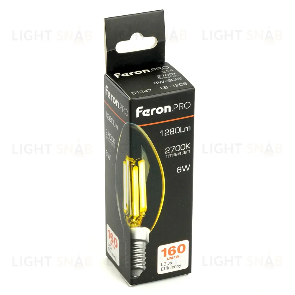 Светодиодная лампа Feron LB-1208 E14 8W 2700K 51247 51247