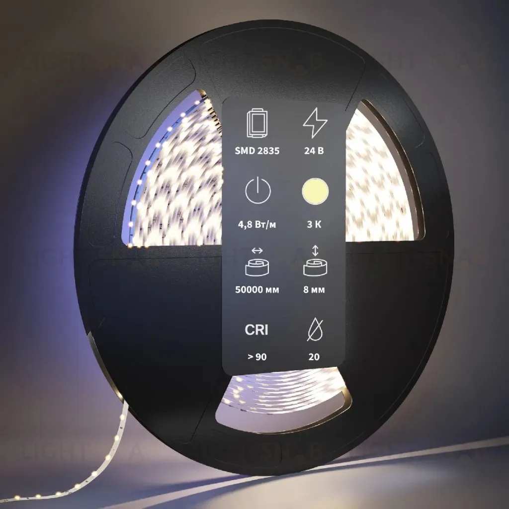 Светодиодная лента Maytoni Led Strip 24В 2835 4,8Вт/м 3000К 50м IP20 201015 201015