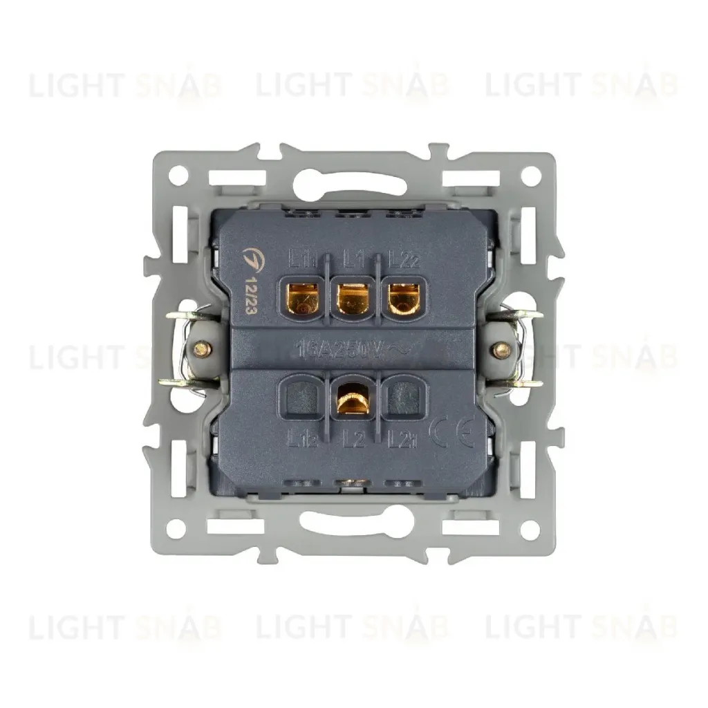 Механизм выключателя двухклавишный непроходной Arlight SWT-MK02-PL-WH (250V, 16A) 043724 043724