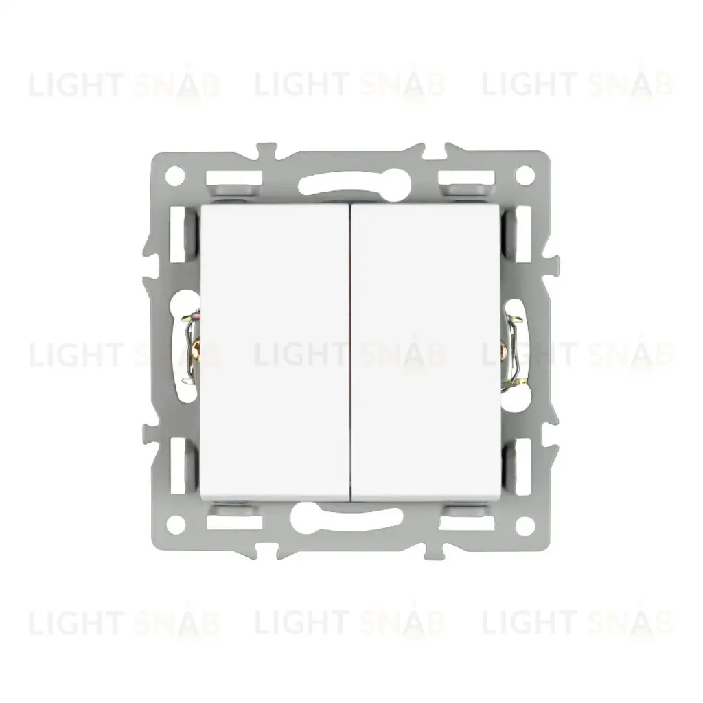 Механизм выключателя двухклавишный непроходной Arlight SWT-MK02-PL-WH (250V, 16A) 043724 043724