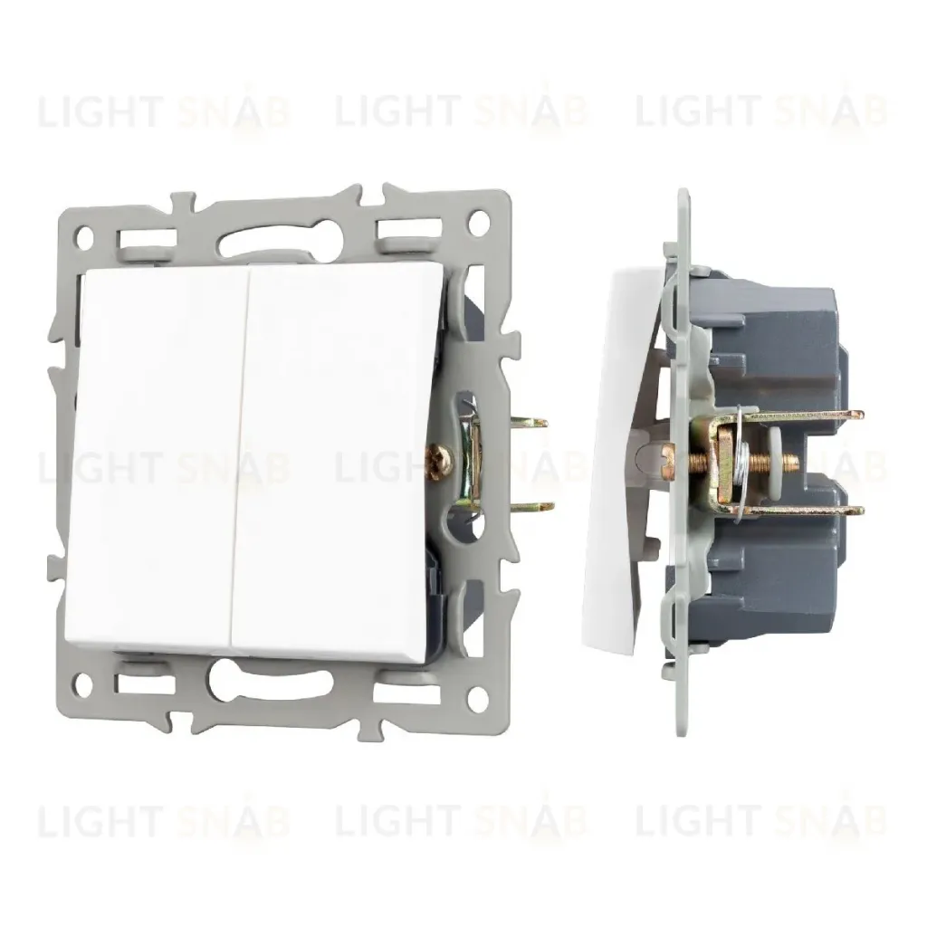 Механизм выключателя двухклавишный непроходной Arlight SWT-MK02-PL-WH (250V, 16A) 043724 043724