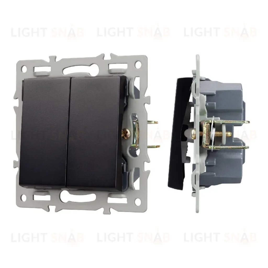 Механизм выключателя двухклавишный непроходной Arlight SWT-MK02-PL-BK (250V, 16A) 043725 043725