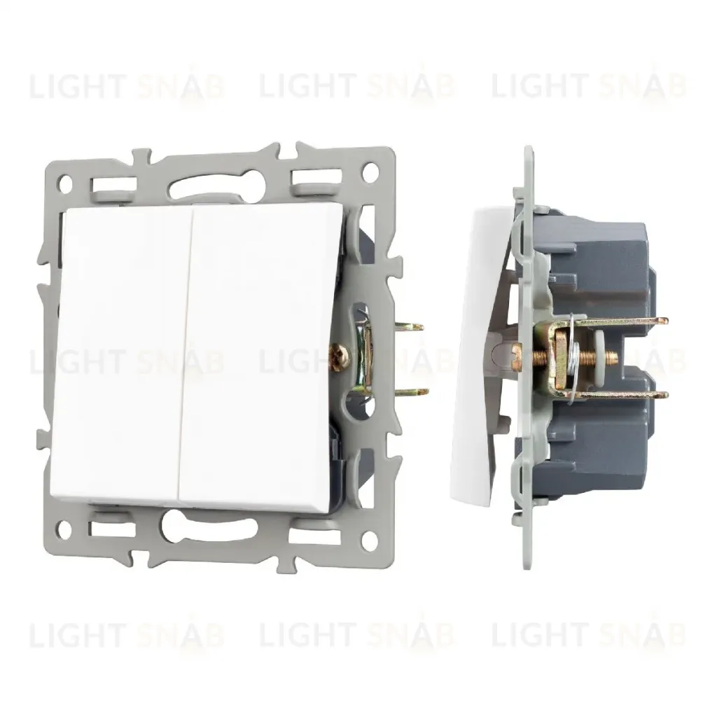 Механизм выключателя двухклавишный проходной Arlight SWT-MKP2-PL-WH (250V, 16A) 043727 043727
