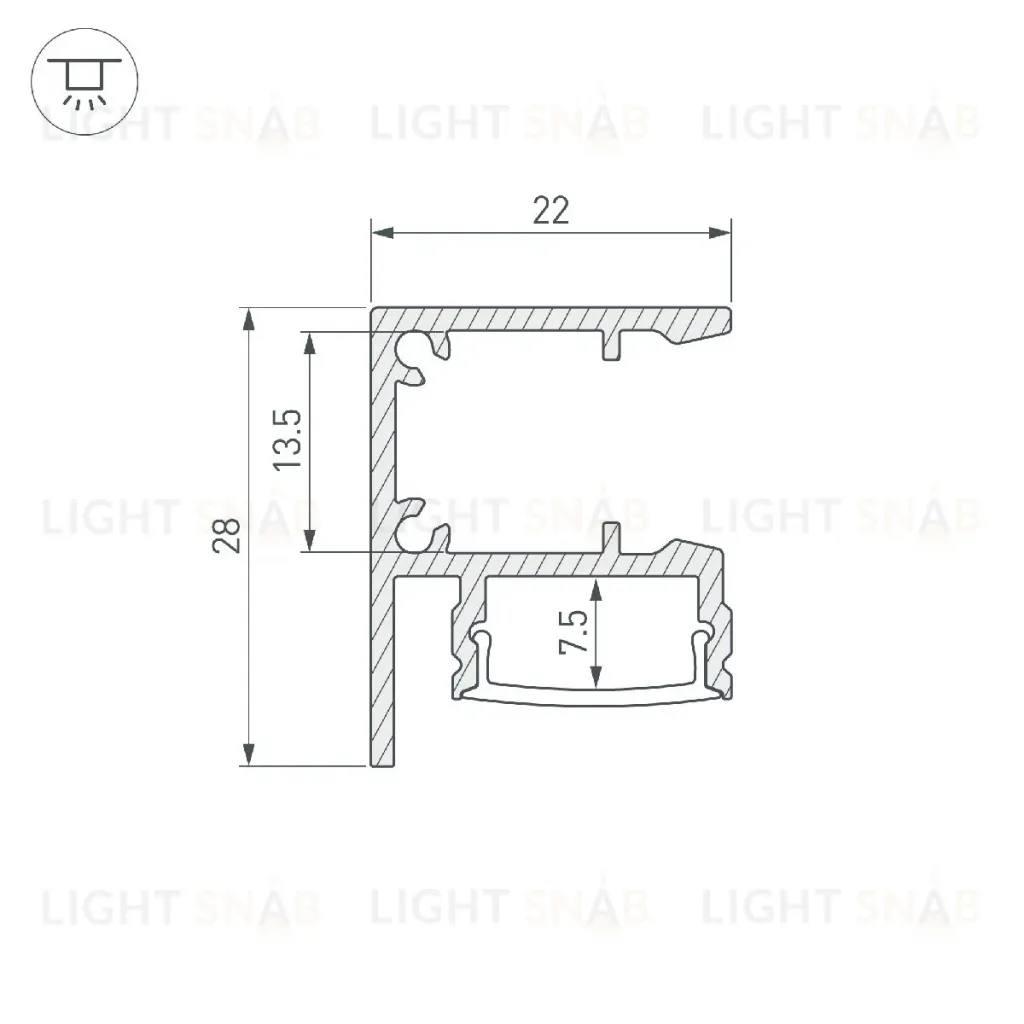 Алюминиевый профиль Arlight WALL-2228-2000 ANOD BLACK 050488 050488